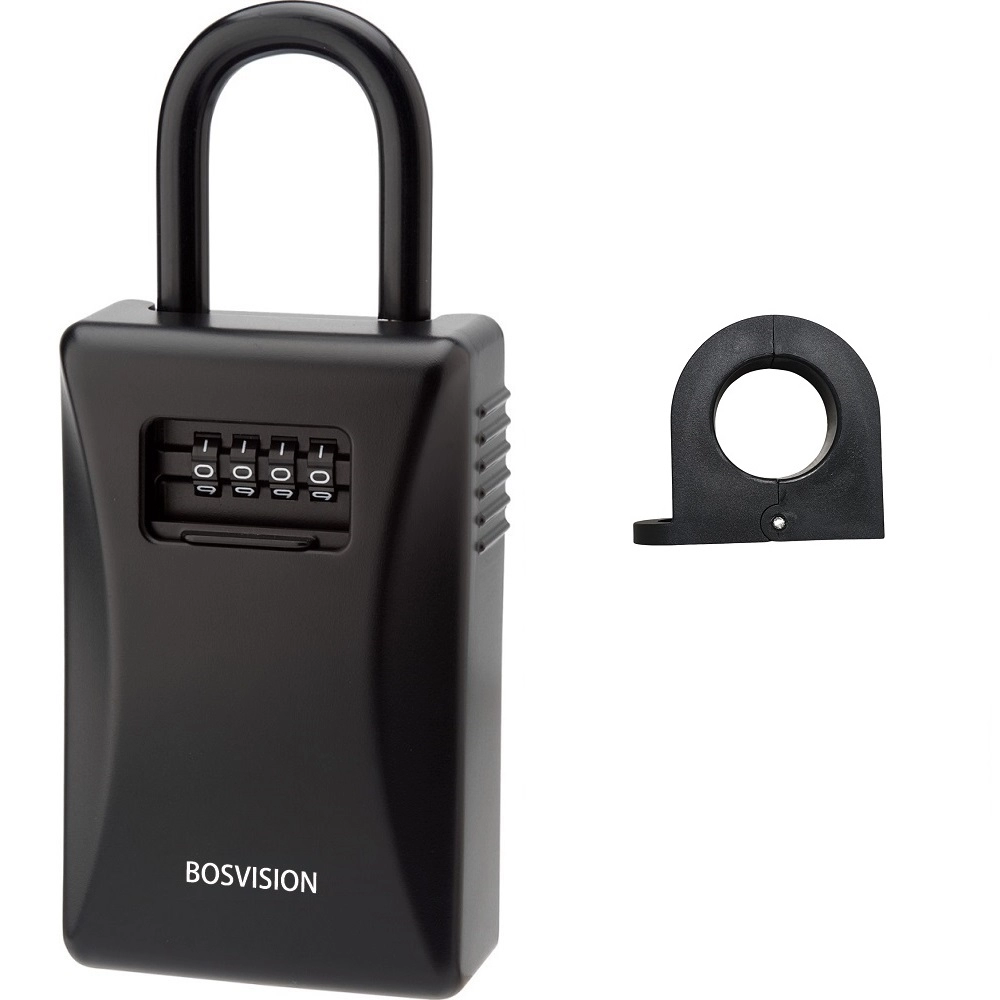 【BOSVISION 博士威】防水款 四字輪鎖中鎖 短掛勾鑰匙盒+套環
